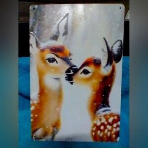 Deer Kiss Art Metal Wall Decor Porch Sign Garden